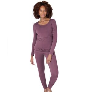 Kindred Bravely Jane Nursing Pajama Set Burgundy Plum Womens Small